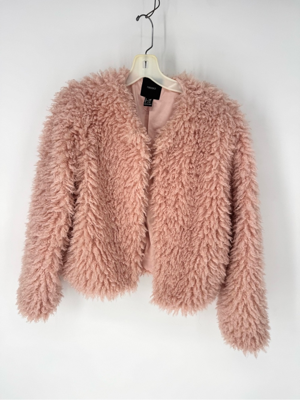 Forever 21 Dusty Rose Teddy Faux Fur Jacket